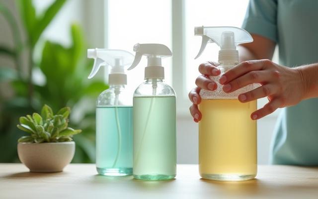 Team member handling eco-friendly cleaning supplies