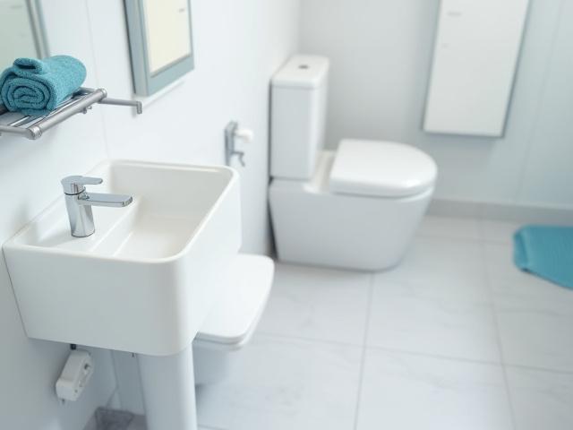 Polished and sanitized new bathroom after construction