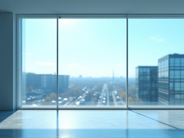 Sparkling, streak-free windows in a new commercial building
